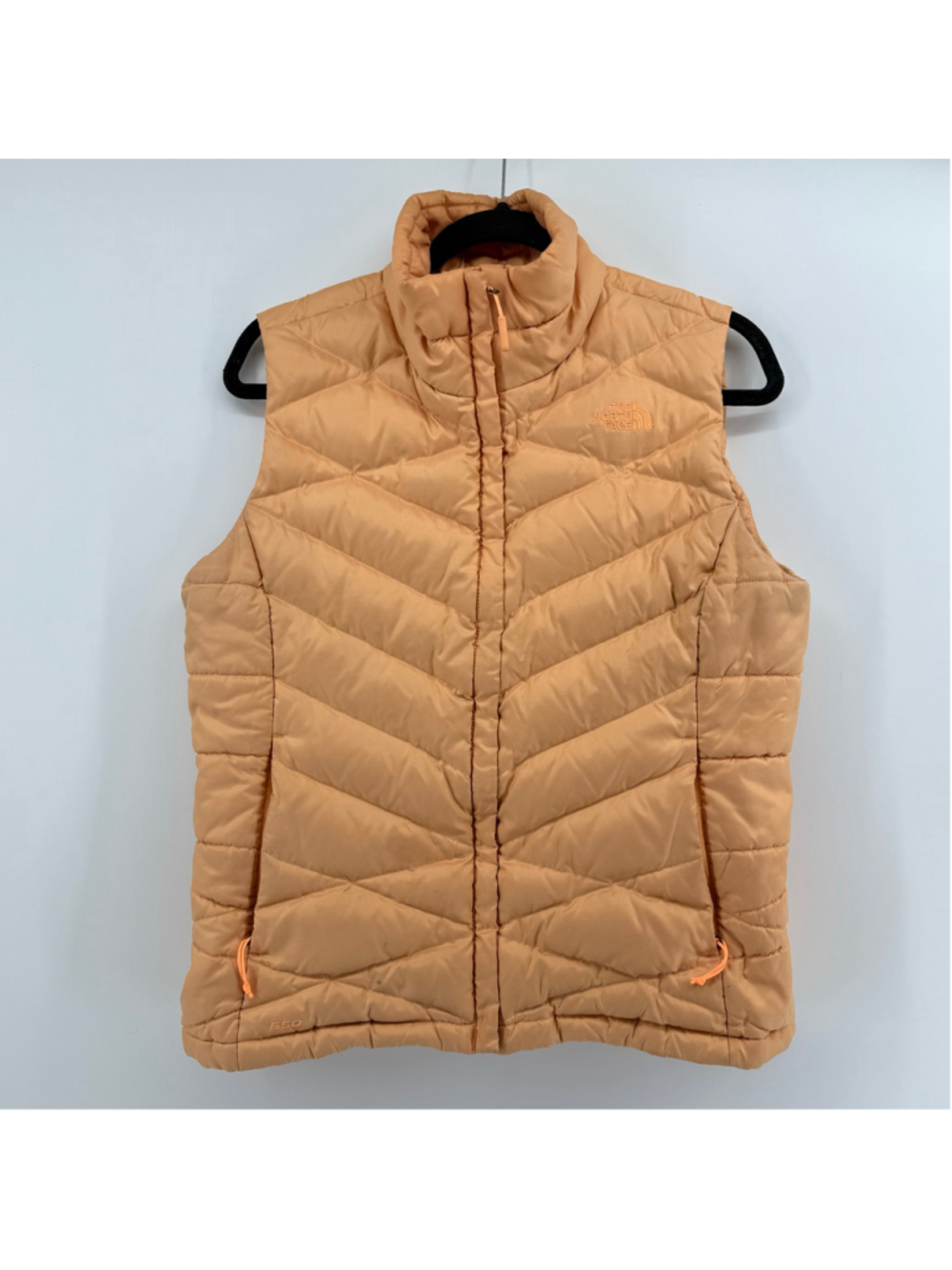 The North Face 550 Down Vest Womens Large‎ Orange Puffer Outdoor Jacket Quilted